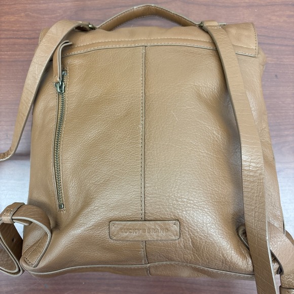 Lucky Brand LEATHER BACKPACK (Men/Women) COGNAC Gold Studded ADJUSTABLE STRAPS - Picture 4 of 9